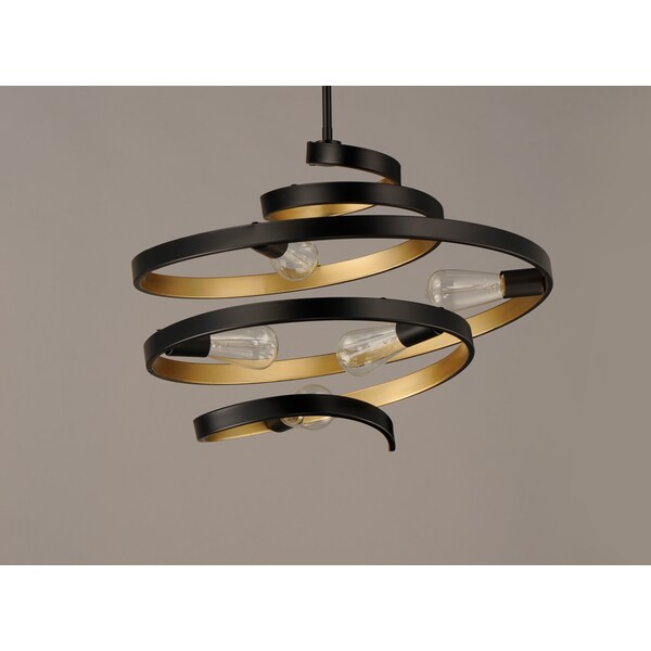 Twister 5-Light 25 Wide Black / Gold Pendant Light